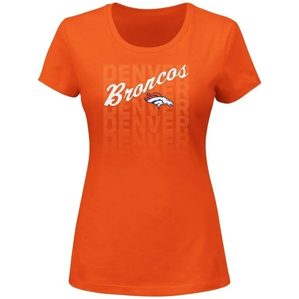 NFL Women's Majestic Franchise V Denver Broncos Tee Shirt Top Size Medium - Picture 1 of 8